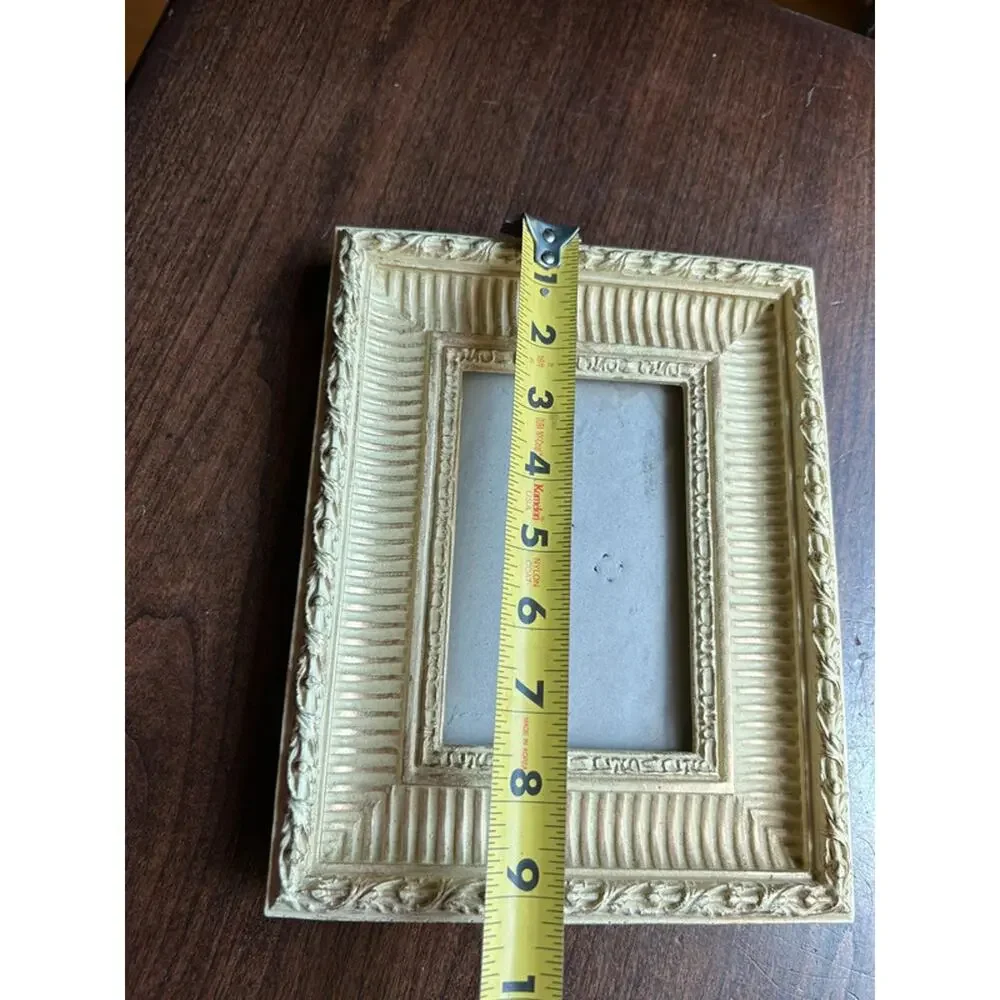 Vintage cream heavily textured photo frame French mirror ribbed pattern Thailand